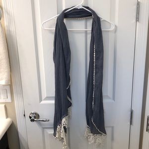 Denim and lace scarf approximate size 25” wide and 69” long